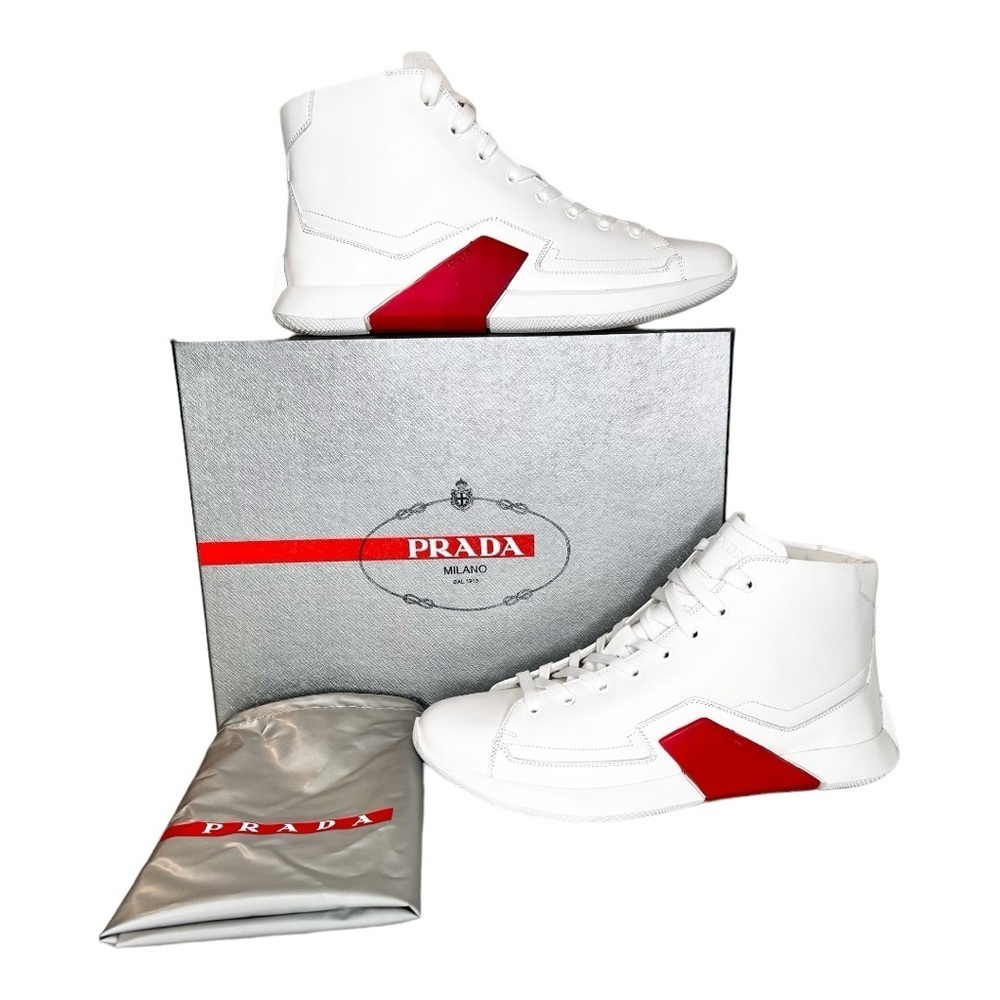 RARE NWT Prada Linea  Rossa High  Top Sneakers Men’s Tennis Shoes Sz 10 4T288210